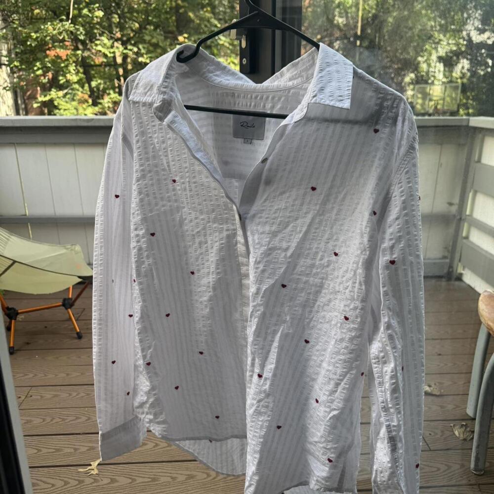 Rituals white and red heart button-up shirt